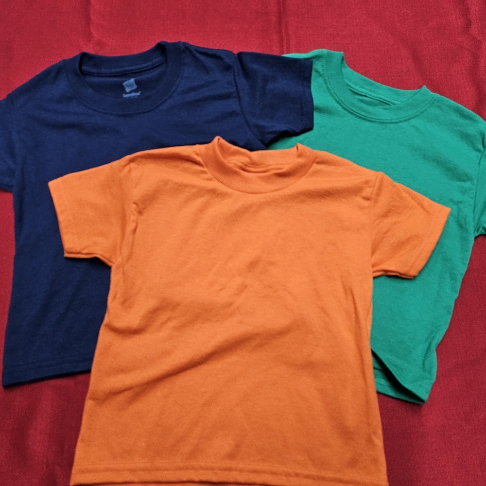 Hanes Kids' T-Shirt Trio - Orange,‎ Green, and Blue